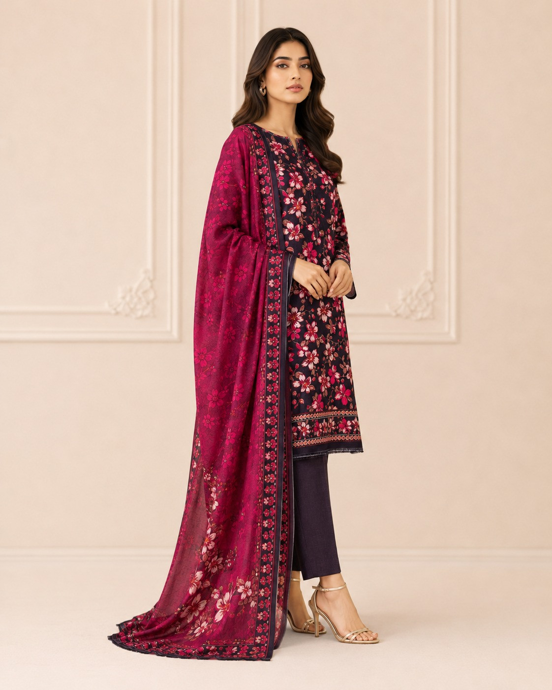 Bin saeed 3pc unstitched digital lawn suit for women new collection 2026