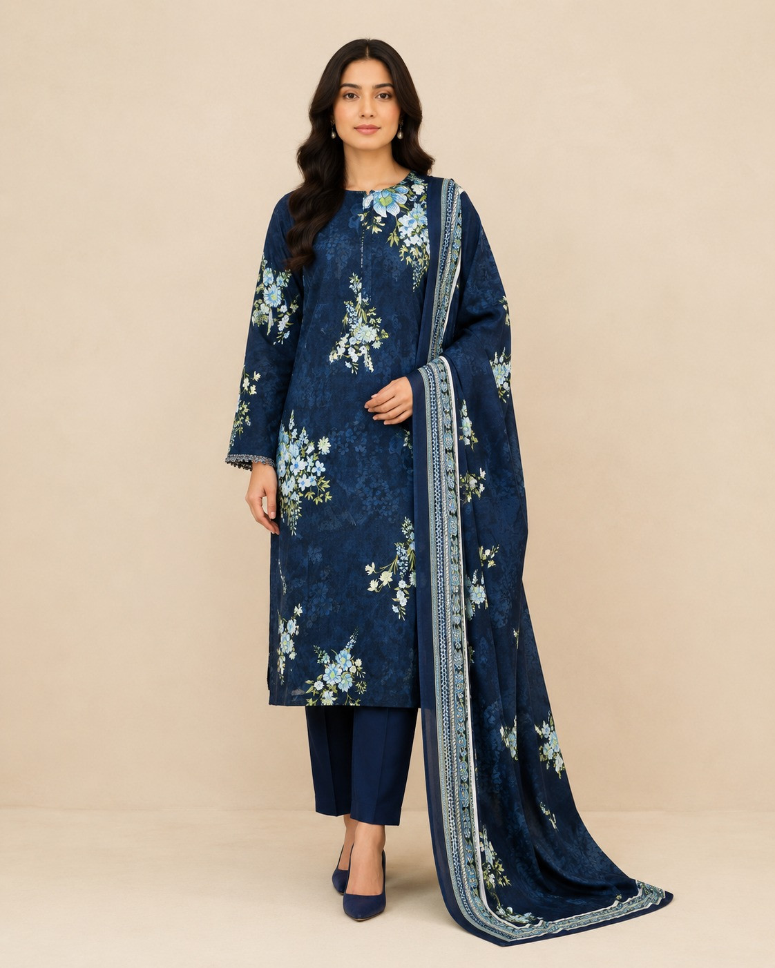 Bin saeed 3pc unstitched digital lawn suit for women new collection 2026